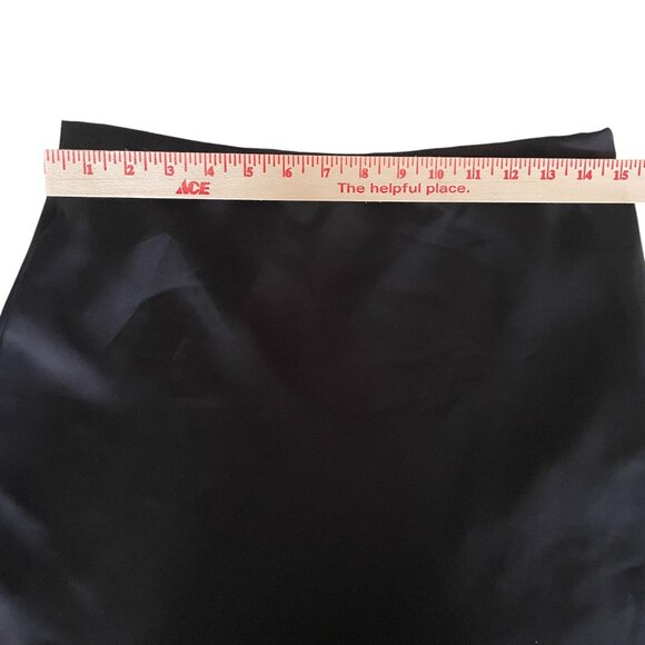Black Satin Bias-Cut Midi Slip Skirt – Size S - Picture 7 of 8